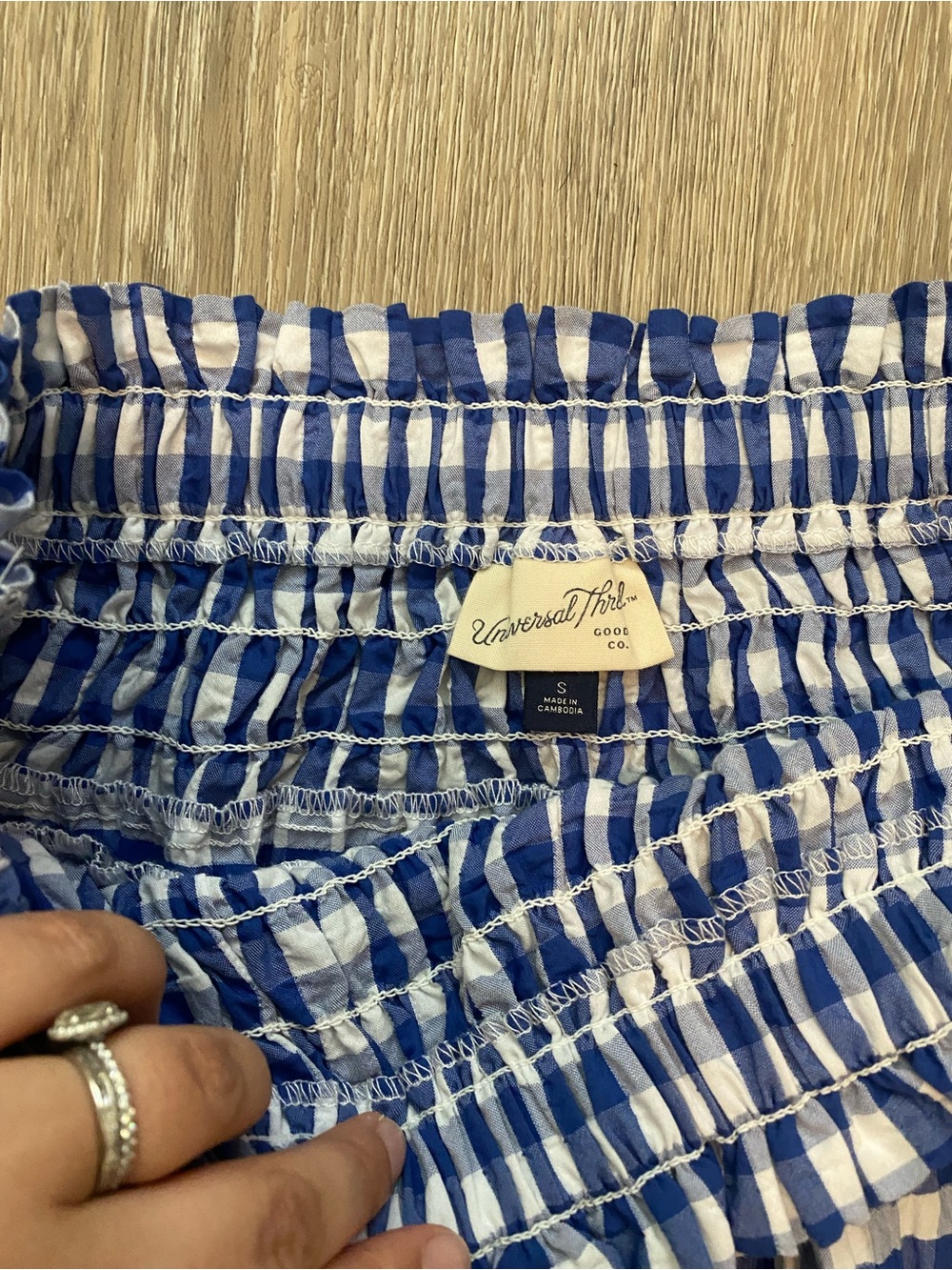 Universal Thread Blue and White Gingham Midi Skirt - Picture 3 of 4